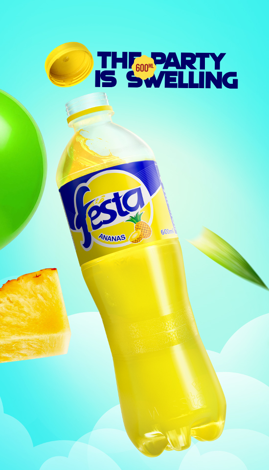Chilled ananas carbonated soft drink bottle
